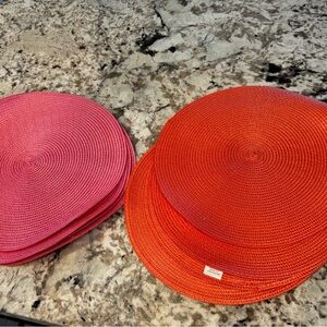 Woven Round Placemats (4 each) Pink & Orange